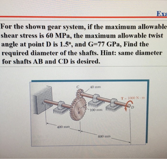 Solved For the shown gear system, if the maximum allowable | Chegg.com