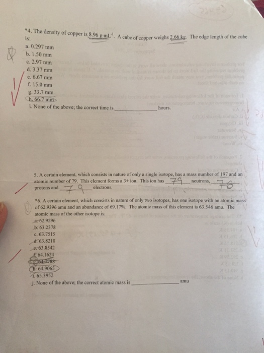 Solved The density of copper is 8.96g.mL^1. A cube of