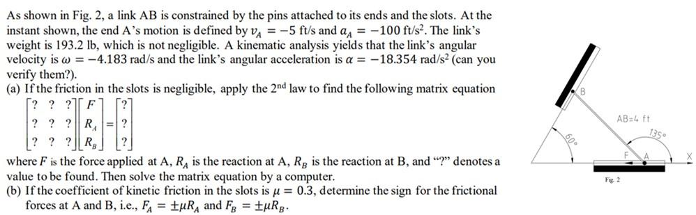 Solved As shown in Fig. 2, a link AB is constrained by the | Chegg.com