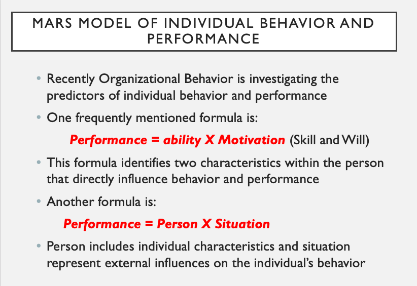 Solved 1. What is the MARS Model of Individual Performance