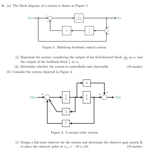Solved 3. (a) The block diagram of a system is shown in | Chegg.com
