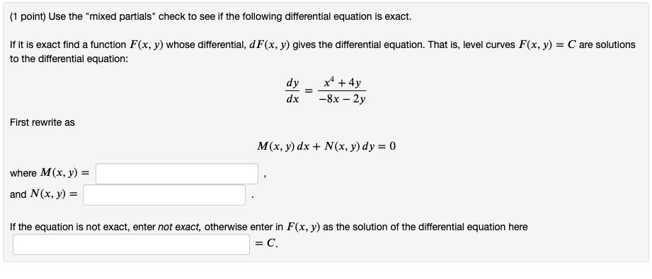Solved (1 point) Use the 