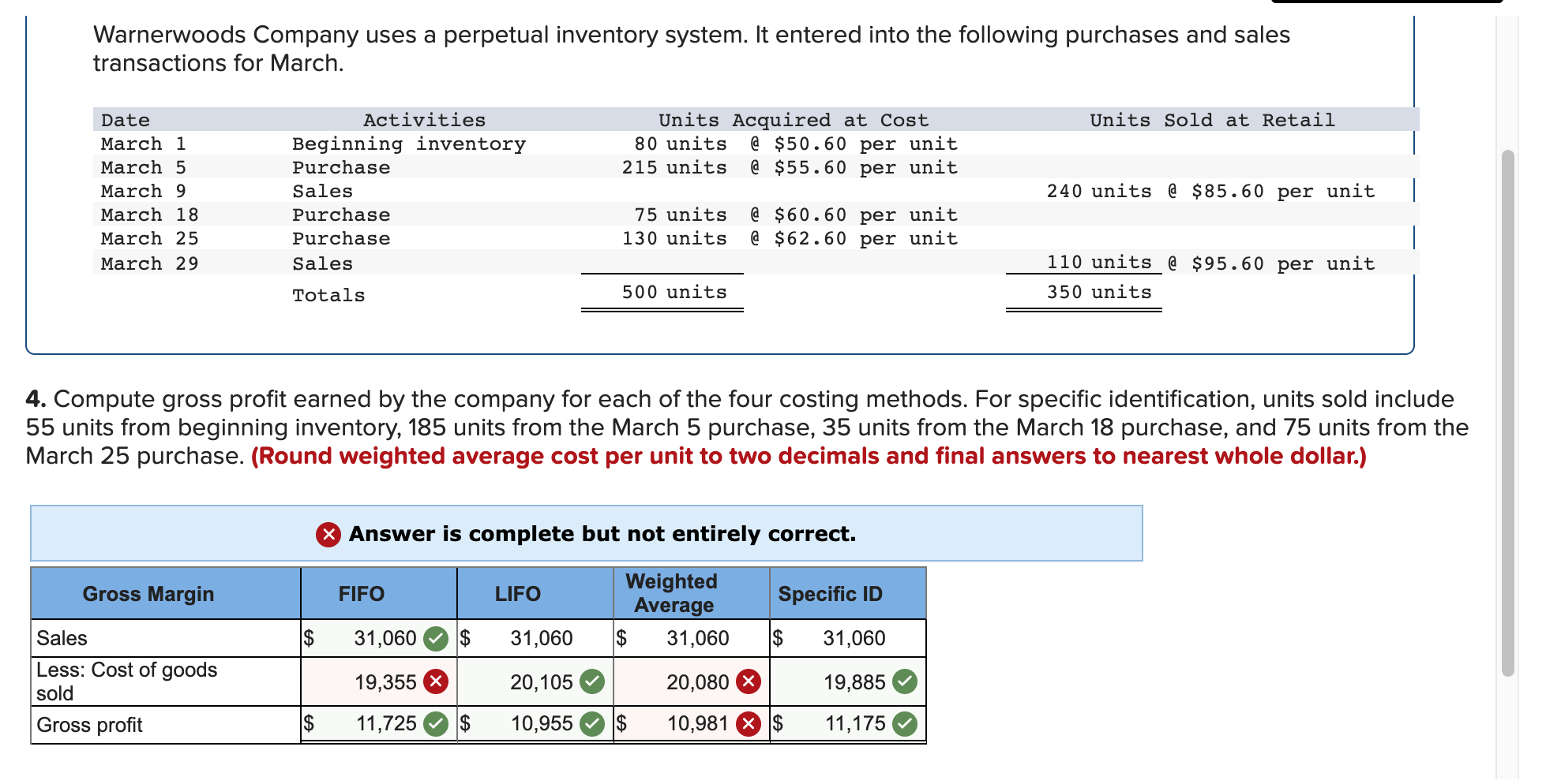 Solved Warnerwoods Company Uses A Perpetual Inventory | Chegg.com