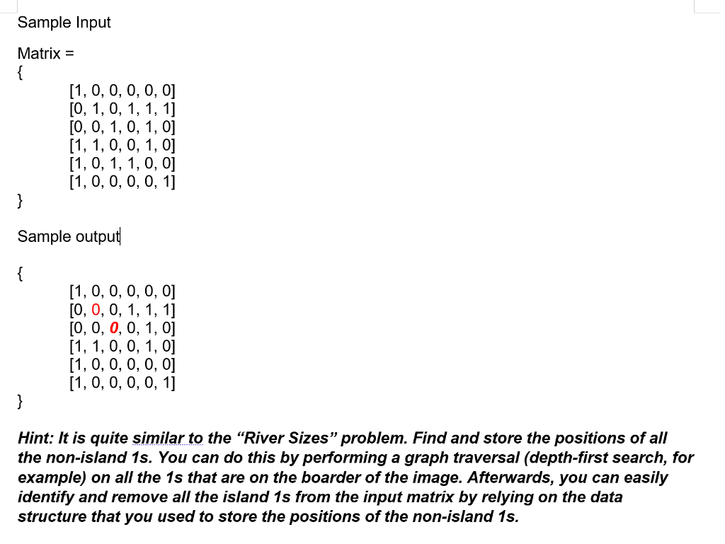 Solved C or C++ Please. In a 2d matrix with only 1 or 0, I | Chegg.com