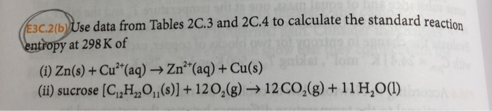 E3C.2(b Use data from Tables 2C.3 and 2C.4 to | Chegg.com