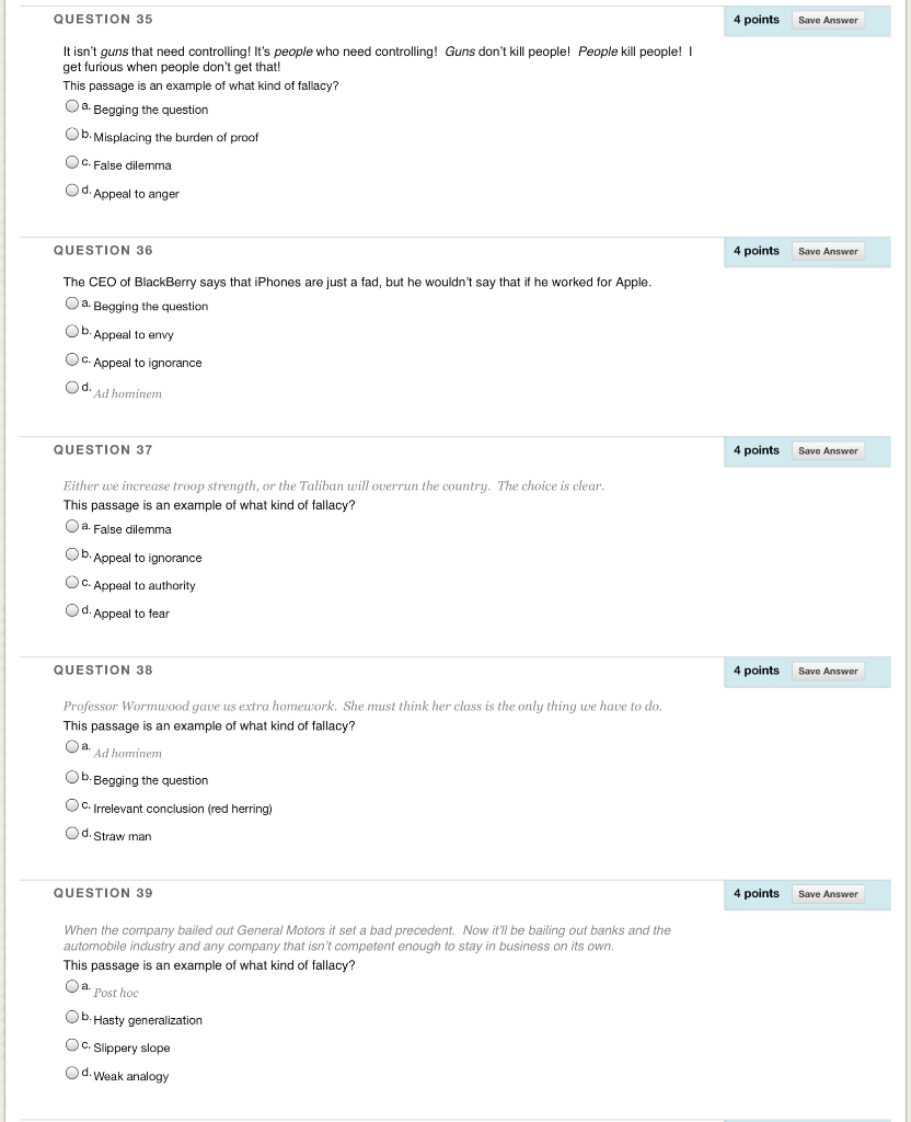 Solved 4 points Save Answer QUESTION 35 It isn't guns that | Chegg.com
