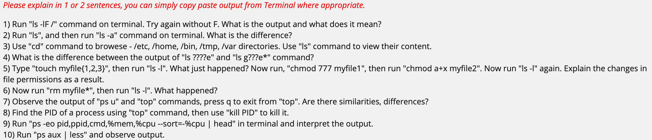 Solved Plz Run Using Linux Using Cent Os Explain In 1 Or Chegg Com