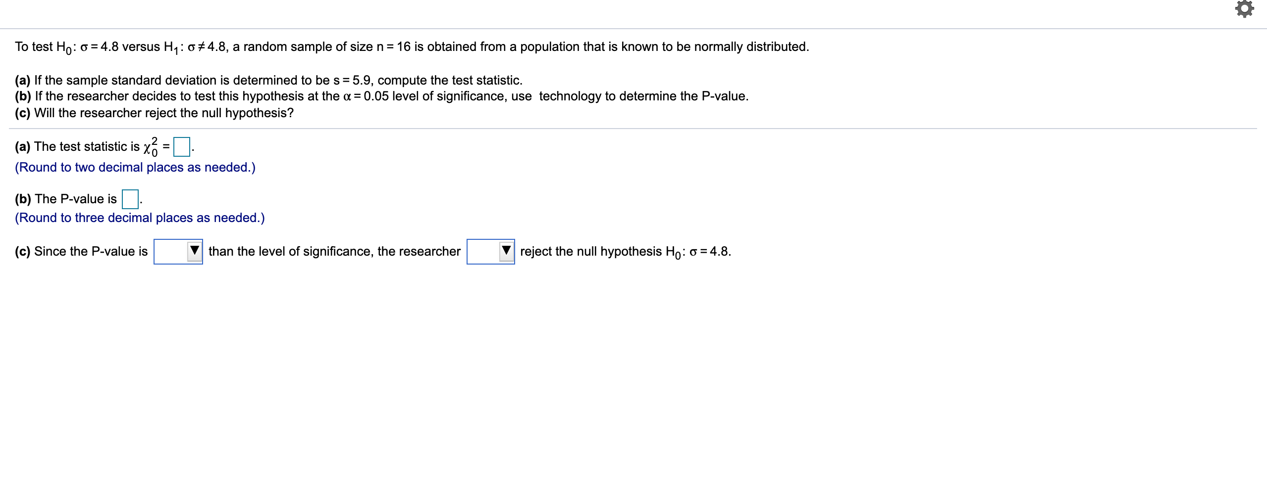 Solved o To test Ho: 0 = 4.8 versus Hy: 064.8, a random | Chegg.com