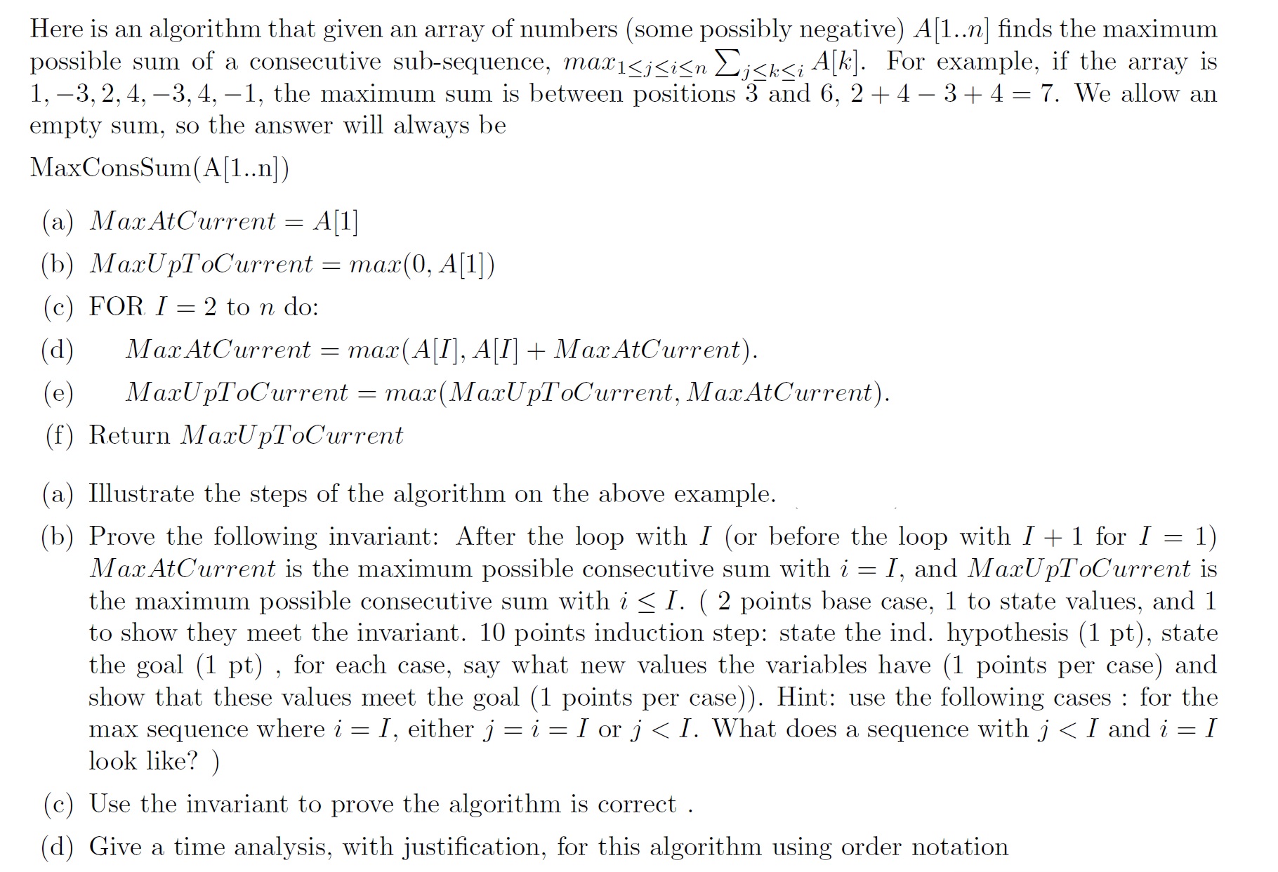 Solved Here Is An Algorithm That Given An Array Of Numbers | Chegg.com