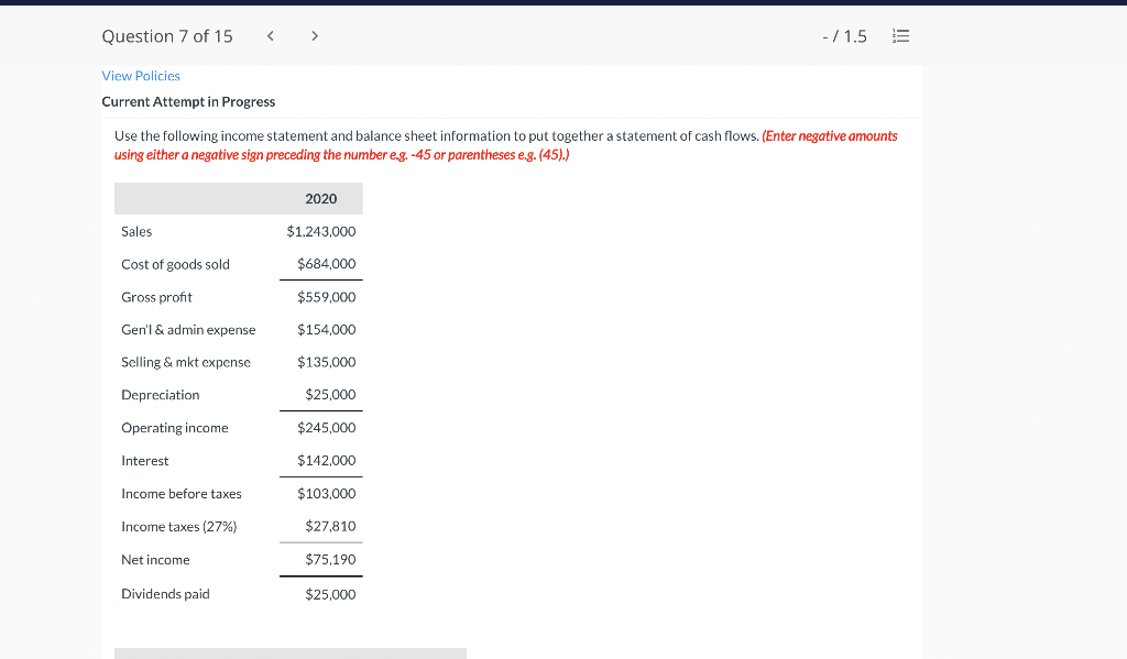 Solved Use the following income statement and balance sheet | Chegg.com