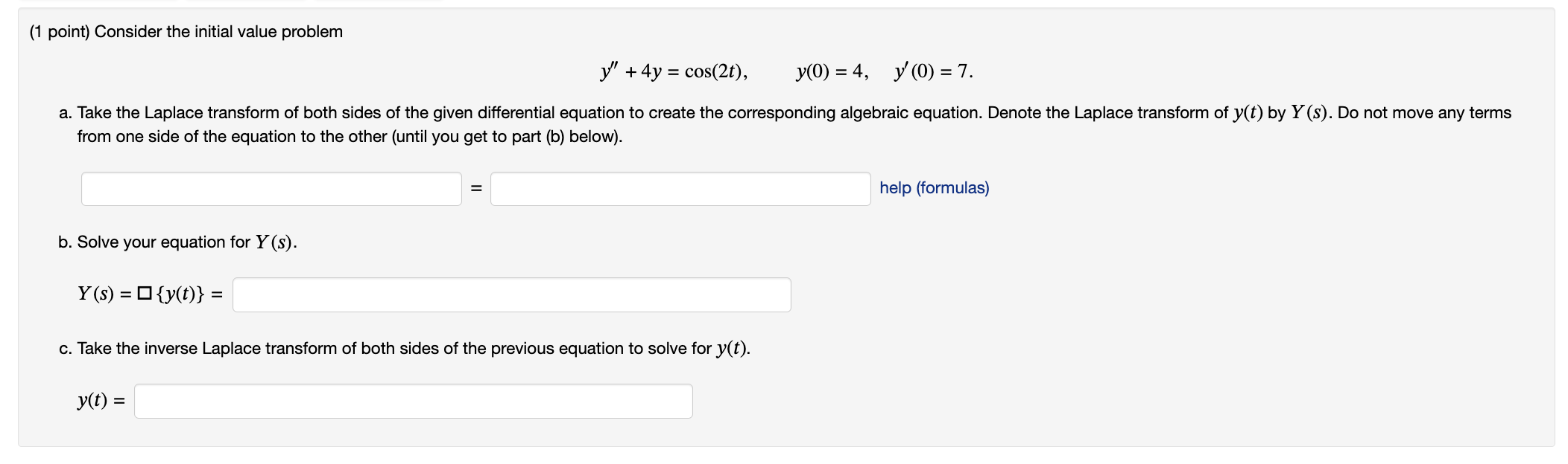 Solved (1 point) Consider the initial value problem | Chegg.com