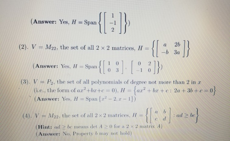 Vector Space Related Problems Solved 7. In each of the following problems, a vector space | Chegg.com