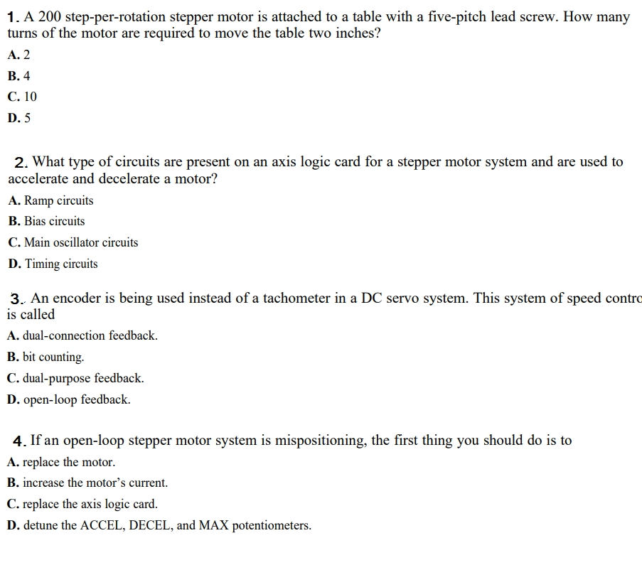 Solved 1. A 200 step-per-rotation stepper motor is attached | Chegg.com