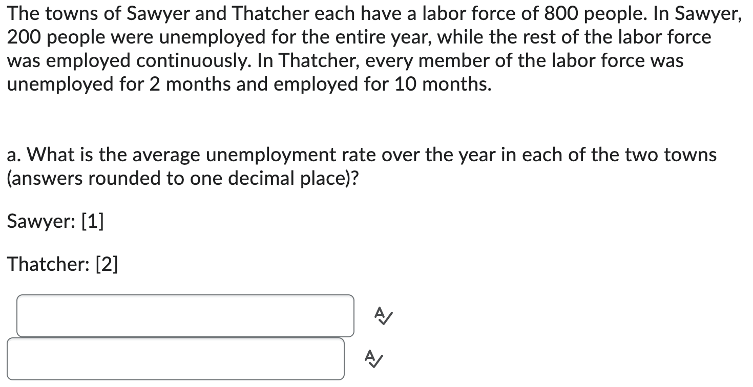 Solved The towns of Sawyer and Thatcher each have a labor