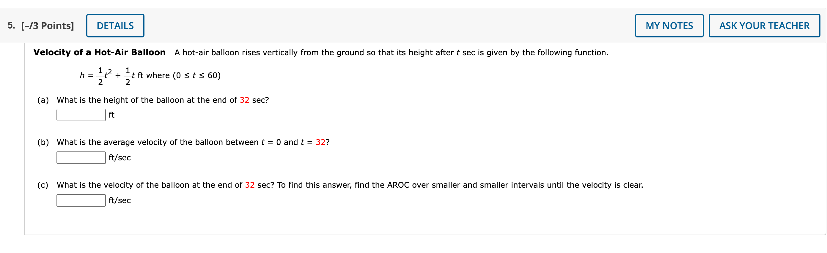 Solved 5. [-/3 Points] DETAILS MY NOTES ASK YOUR TEACHER | Chegg.com