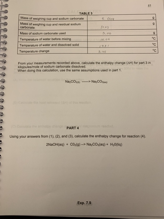 CALORIMETRY CHM 1045L/CHM 1046L DATA SHEET NAME DATE | Chegg.com