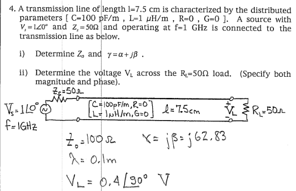 Solved 4 A Transmission Line Of Length 1 7 5 Cm Is Chara Chegg Com