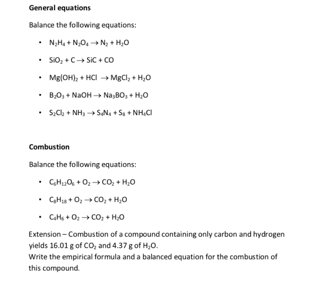 Solved General equations Balance the following equations: | Chegg.com