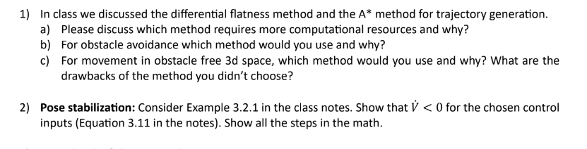 Solved Example 3.2.1 (Pose Stabilization). 4 Consider a | Chegg.com