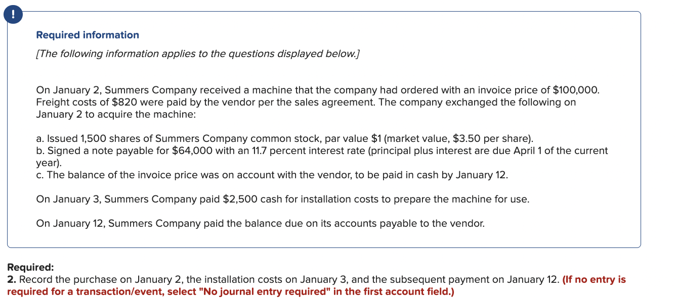 Solved Required Information The Following Information Chegg