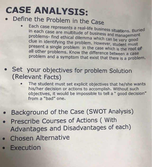 identifying the problem case study