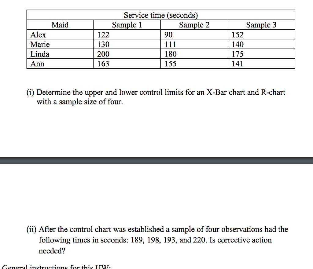 Server Time Sample Solved Service time (seconds Sample 1 Sample12 Sample 3 Maid | Chegg.com