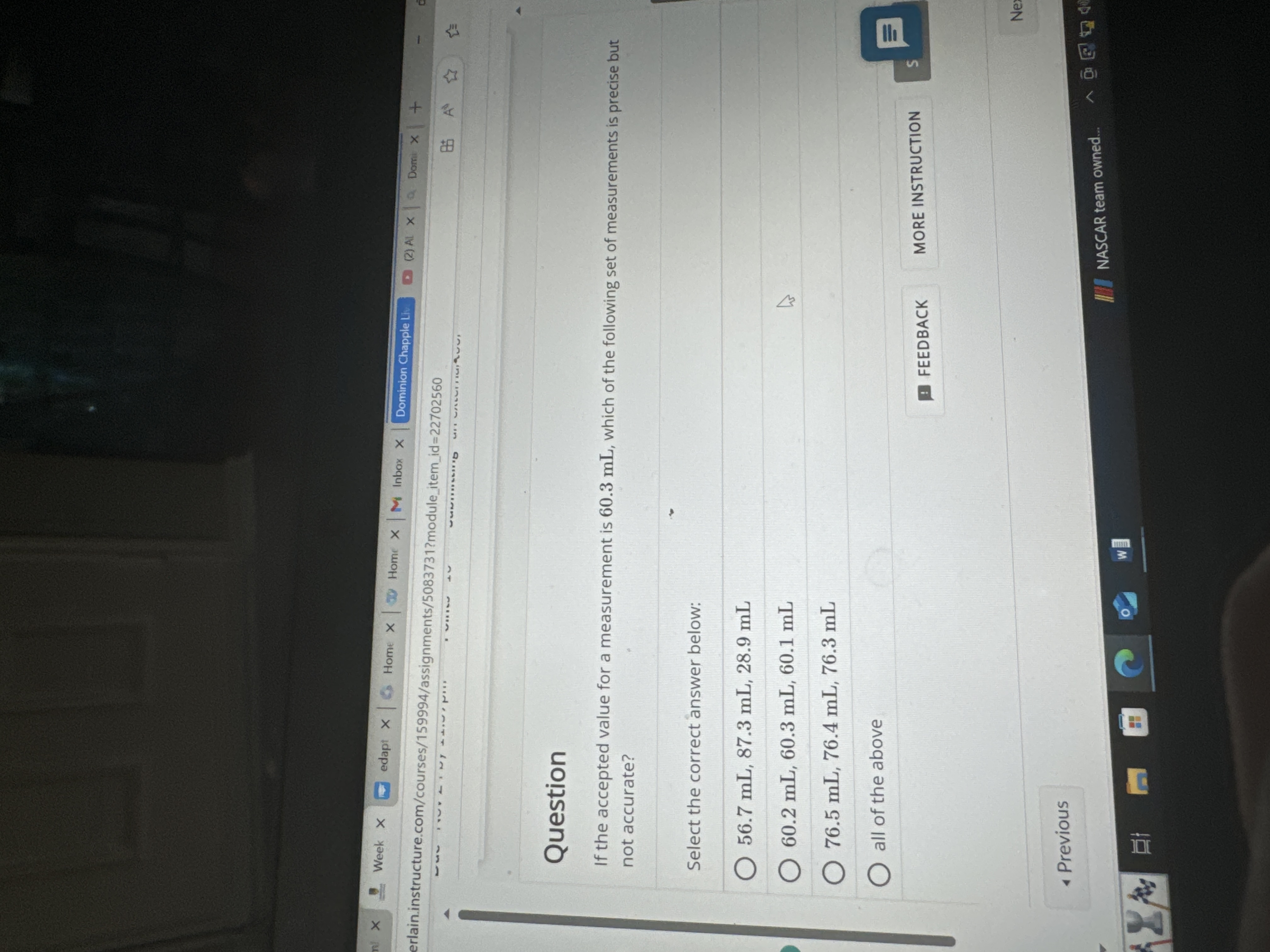 Solved QuestionIf ﻿the accepted value for a measurement | Chegg.com