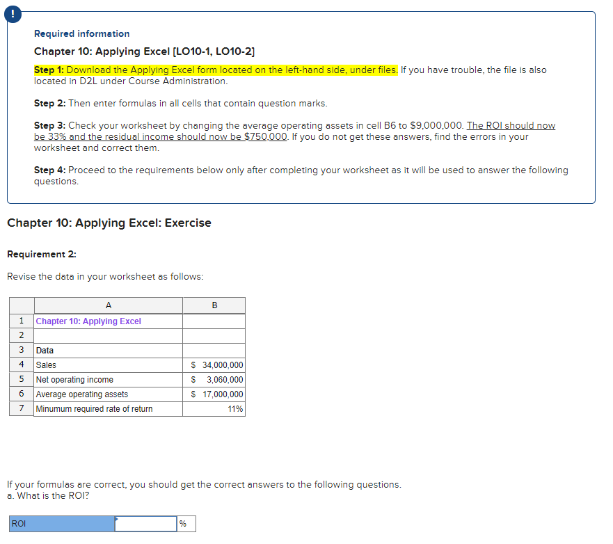 Solved Required information Chapter 2: Applying Excel This