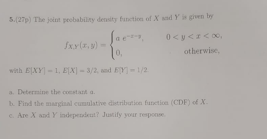 (27p) ﻿The joint probability density function of x | Chegg.com