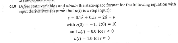 Solved G.9 Define state variables and obtain the state-space | Chegg.com