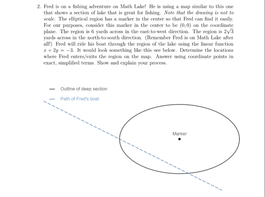 Solved 2. Fred is on a fishing adventure on Math Lake! He is | Chegg.com