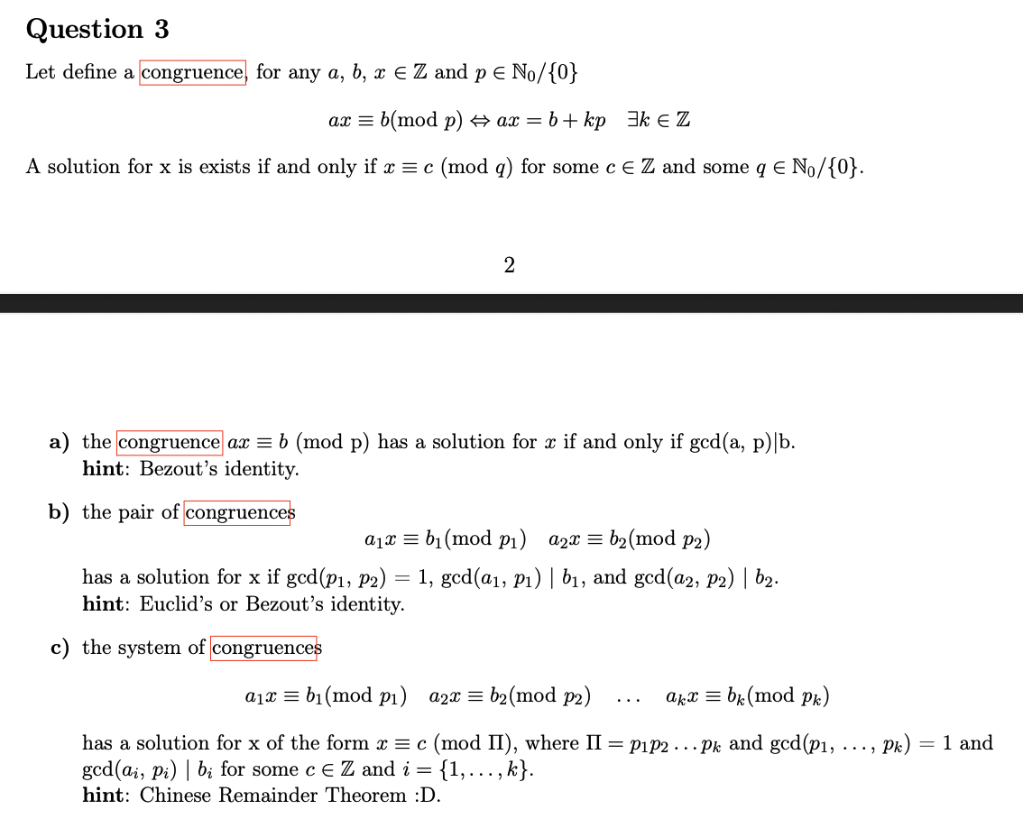 Solved Let Define A For Any A,b,x∈Z And P∈N0/{0} | Chegg.com