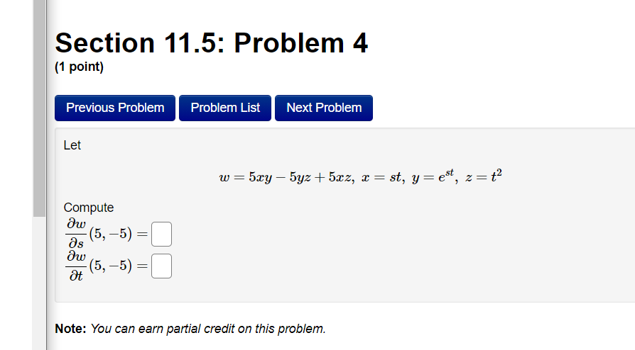 Solved Section 11.5: Problem 4 (1 point) Previous Problem | Chegg.com
