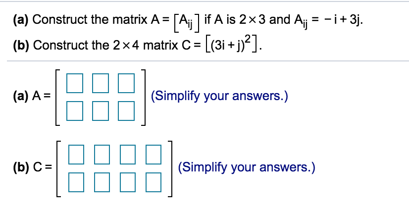 construct a 2 * 3 matrix