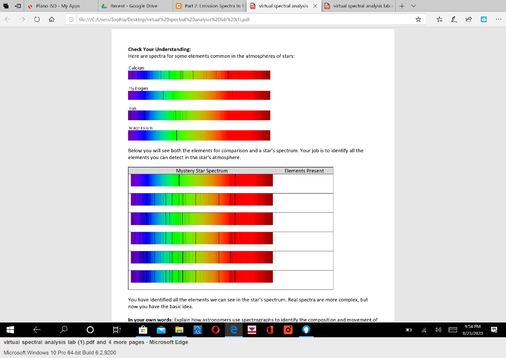 Spectral Analysis Of Stars Lab Answers