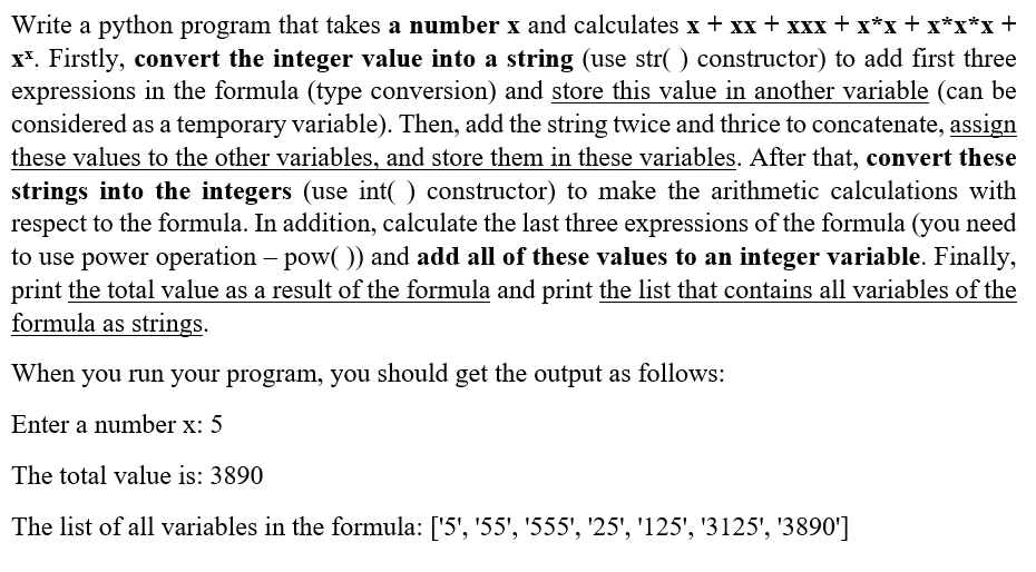 Solved Write a python program that takes a number x and | Chegg.com