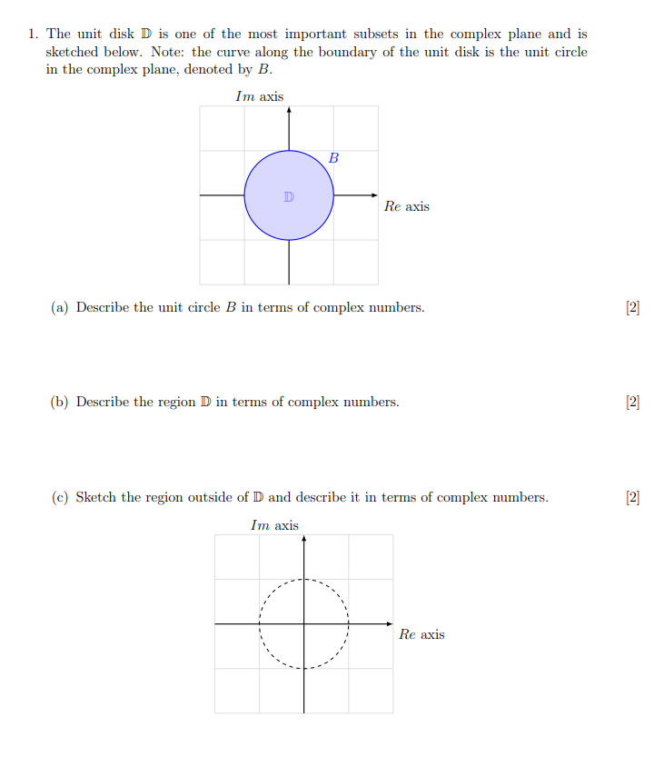 Solved 1. The unit disk D is one of the most important