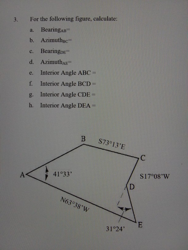 Solved 3. For The Following Figure, Calculate; A. Bearing AB | Chegg.com