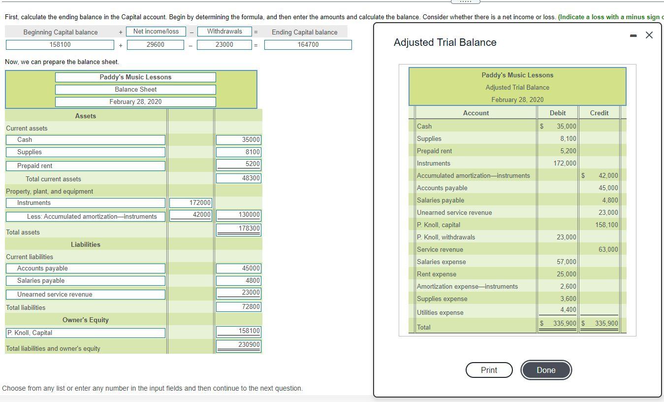 formula determining ending cash balance