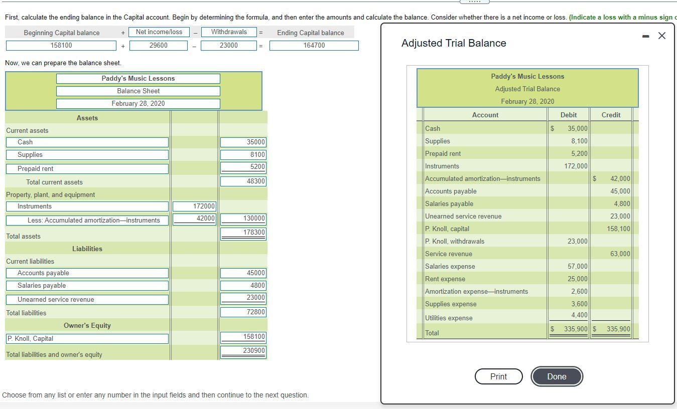 ending balance formula accounting