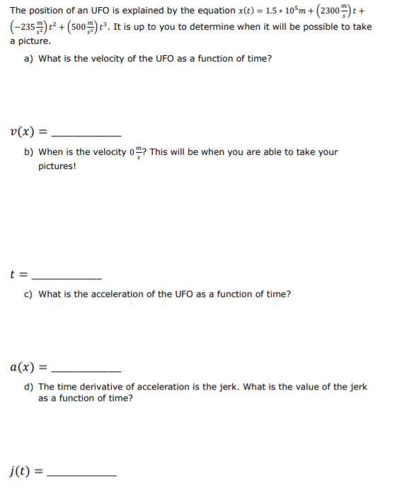 Solved The position of an UFO is explained by the equation | Chegg.com
