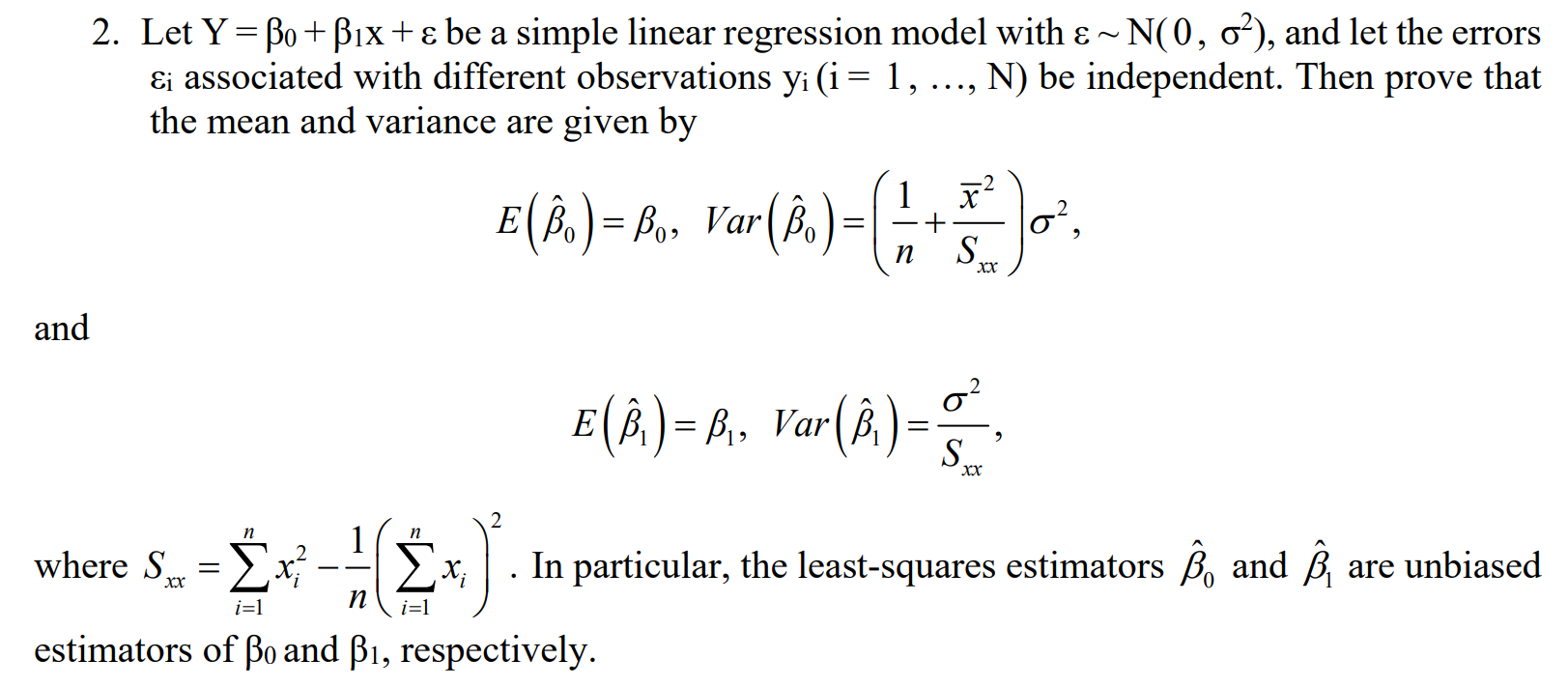 Solved Let Y=β0+β1x+ε ﻿be a simple linear regression model | Chegg.com