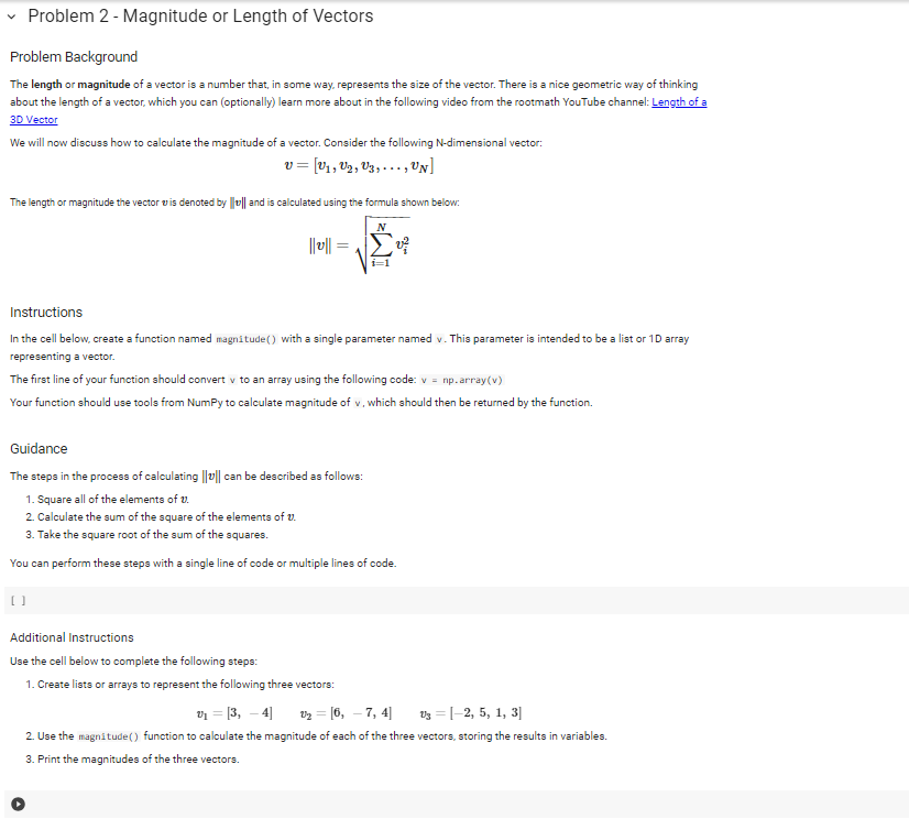 Solved Problem 2 - Magnitude or Length of Vectors Problem | Chegg.com