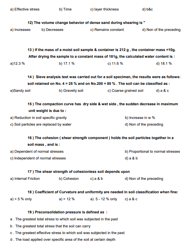 Solved 1- The shear strength of a soil depends upon the | Chegg.com