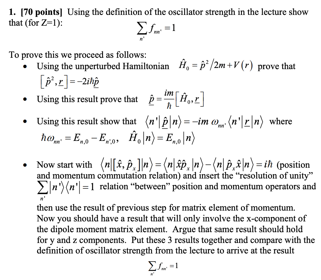 Solved 1. [70 points] Using the definition of the oscillator