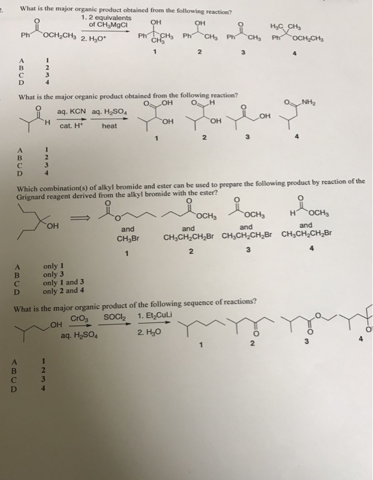 Solved What is the major organic product obtained from the | Chegg.com