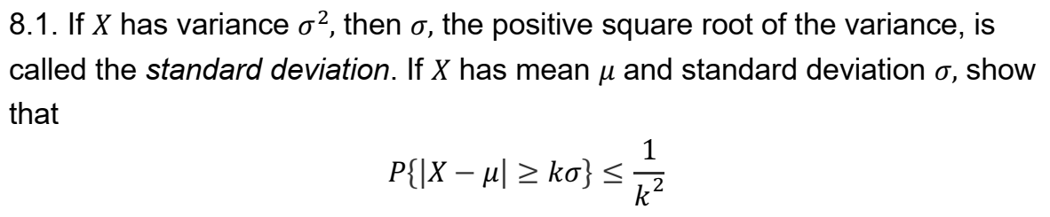 Solved 8.1. If x has variance σ2, then σ, the positive | Chegg.com