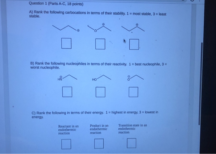 Solved Question 1 (Parts A-C, 18 points) A) Rank the | Chegg.com