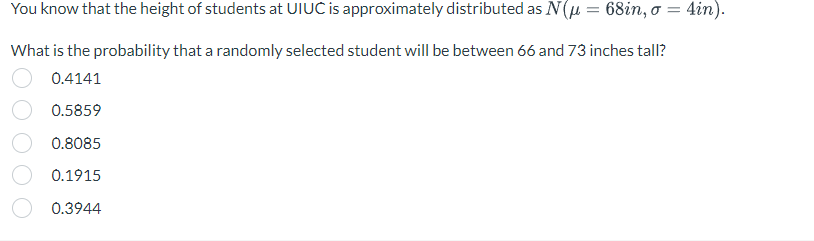 Solved You know that the height of students at UIUC is | Chegg.com