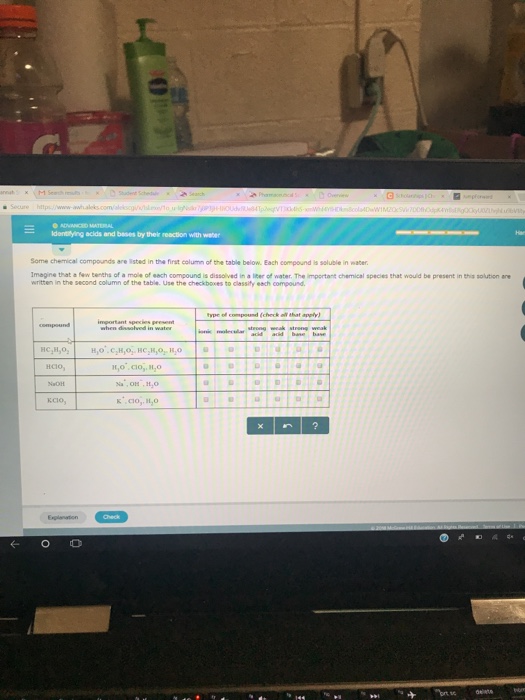 Solved Some chemical compounds are isted in the first column